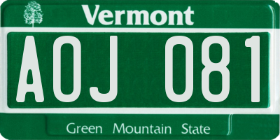 VT license plate AOJ081