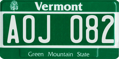VT license plate AOJ082