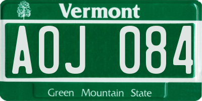 VT license plate AOJ084