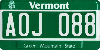 VT license plate AOJ088