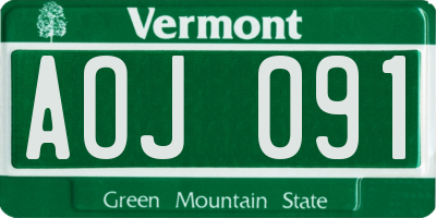 VT license plate AOJ091