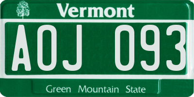 VT license plate AOJ093