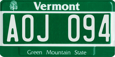 VT license plate AOJ094