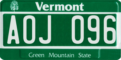 VT license plate AOJ096