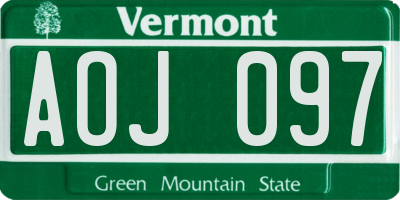 VT license plate AOJ097