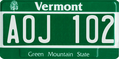 VT license plate AOJ102
