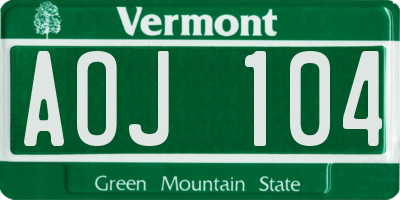 VT license plate AOJ104