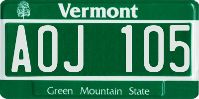 VT license plate AOJ105
