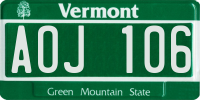 VT license plate AOJ106