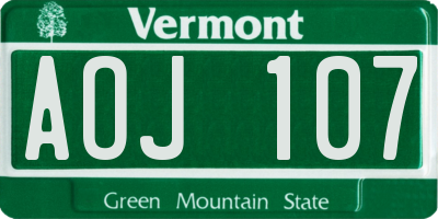 VT license plate AOJ107