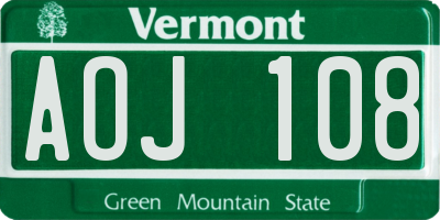 VT license plate AOJ108