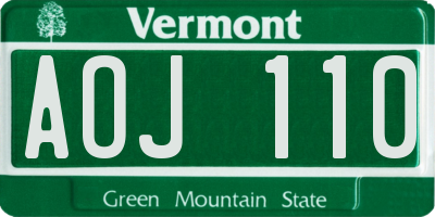 VT license plate AOJ110