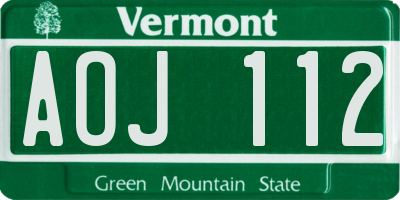 VT license plate AOJ112