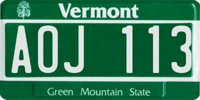 VT license plate AOJ113
