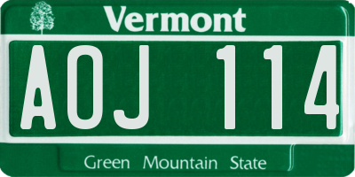 VT license plate AOJ114