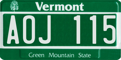 VT license plate AOJ115