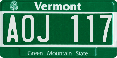 VT license plate AOJ117