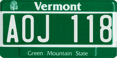VT license plate AOJ118