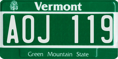 VT license plate AOJ119