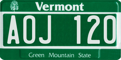 VT license plate AOJ120