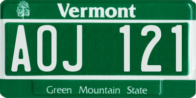 VT license plate AOJ121