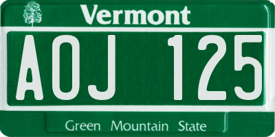 VT license plate AOJ125