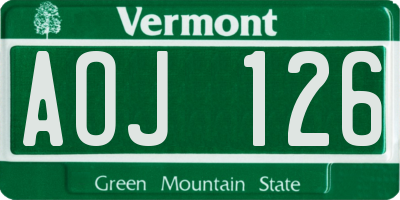 VT license plate AOJ126
