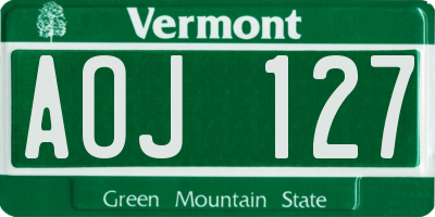 VT license plate AOJ127
