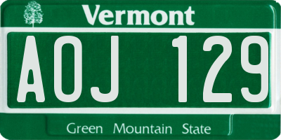 VT license plate AOJ129
