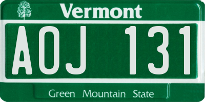 VT license plate AOJ131