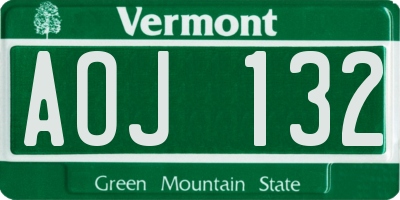 VT license plate AOJ132