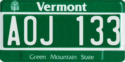 VT license plate AOJ133