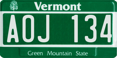 VT license plate AOJ134