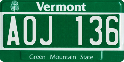 VT license plate AOJ136