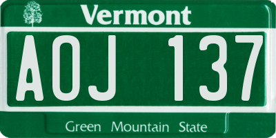 VT license plate AOJ137