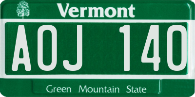 VT license plate AOJ140