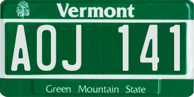 VT license plate AOJ141