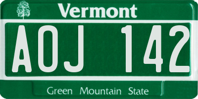 VT license plate AOJ142