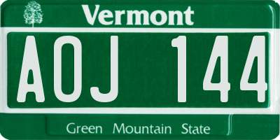 VT license plate AOJ144
