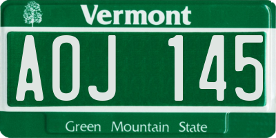 VT license plate AOJ145