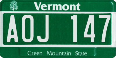 VT license plate AOJ147