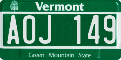 VT license plate AOJ149
