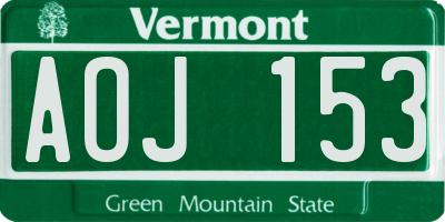 VT license plate AOJ153