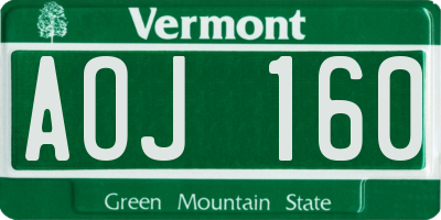VT license plate AOJ160