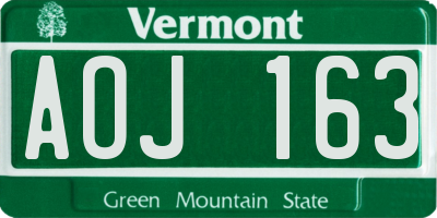 VT license plate AOJ163
