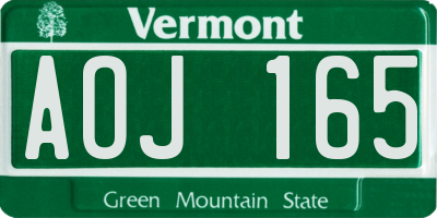 VT license plate AOJ165