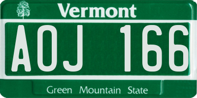 VT license plate AOJ166