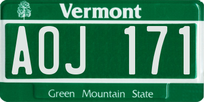 VT license plate AOJ171