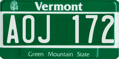 VT license plate AOJ172