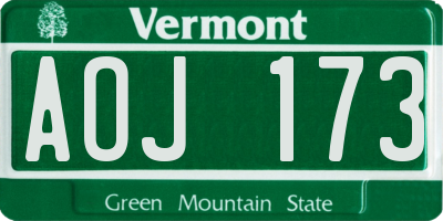 VT license plate AOJ173